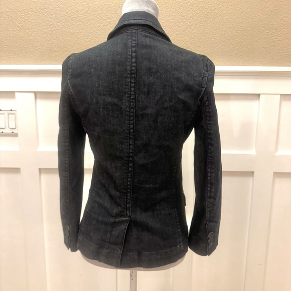 Marc Jacobs One Button Denim Jacket Blazer Size:4 Navy Vent Women Cotton - Picture 7 of 16